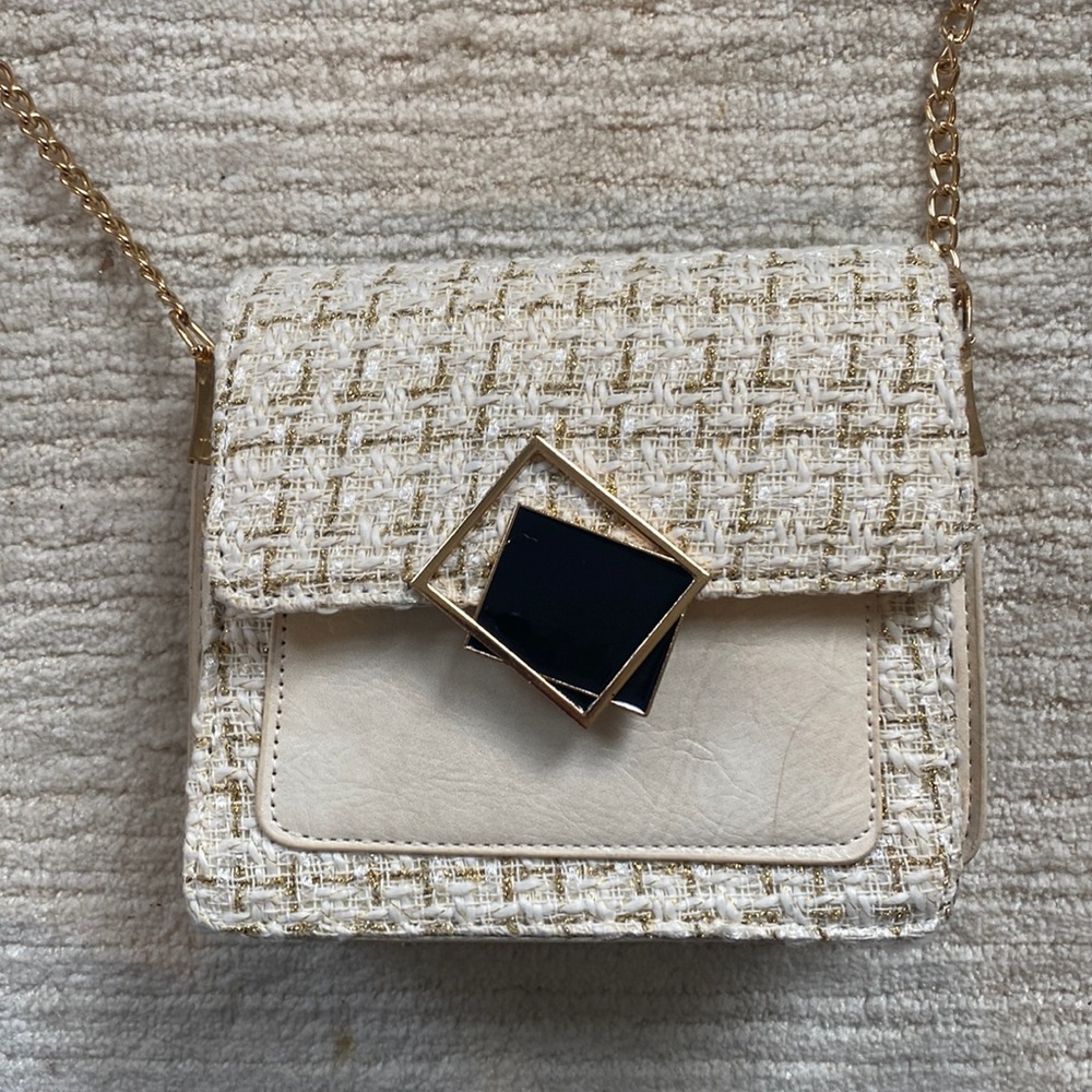 Cream Twill Crossbody Bag